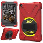 For Amazon Fire HD 8 inch (2017) 360 Degree Rotation PC + Silicone Protective Case with Holder & Hand-strap (Red)