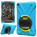 For Amazon Fire HD 8 inch (2017) 360 Degree Rotation PC + Silicone Protective Case with Holder & Hand-strap (Baby Blue)