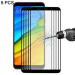 5 PCS ENKAY Hat-Prince for  Xiaomi Redmi 5 Plus 0.26mm 9H Surface Hardness 2.5D Curved Full Screen Bent Tempered Glass Color Screen Protector(Black)