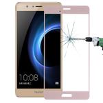 For Huawei  Honor V8 0.26mm 9H Surface Hardness Explosion-proof Silk-screen Tempered Glass Full Screen Film (Rose Gold)
