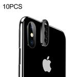 For iPhone X 10pcs Titanium Alloy Metal Camera Lens Protector Tempered Glass Film(Black)