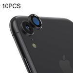 For iPhone XR 10pcs Titanium Alloy Metal Camera Lens Protector Tempered Glass Film(Black)