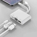 NK-107 Pro 3 in 1 USB-C / Type-C + 8 Pin Male to USB + RJ45 + 8 Pin Charging Female Interface Adapter