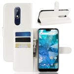Litchi Texture Horizontal Flip Leather Case for Nokia 7.1, with Wallet & Holder & Card Slots (White)