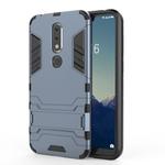 Shockproof PC + TPU Case for Nokia X6, with Holder(Navy Blue)