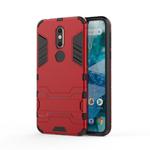 Shockproof PC + TPU Case for Nokia 7.1, with Holder(Red)