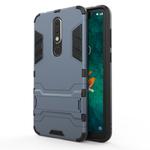 Shockproof PC + TPU Case for Nokia X5, with Holder(Navy Blue)