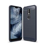 Brushed Texture Carbon Fiber Soft TPU Case for Nokia 7.1(Navy Blue)