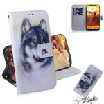 White Wolf Pattern Coloured Drawing Horizontal Flip Leather Case for Nokia 8.1 / X7, with Holder & Card Slots & Wallet