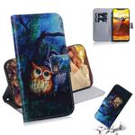 Oil Painting Owl Pattern Coloured Drawing Horizontal Flip Leather Case for Nokia 8.1 / X7, with Holder & Card Slots & Wallet