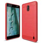 MOFI Brushed Texture Carbon Fiber Soft TPU Case for Nokia 2 (Red)