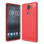 MOFI Brushed Texture Carbon Fiber Soft TPU Case for Nokia 8 Sirocco (Red)