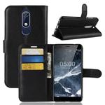 Litchi Texture Horizontal Flip Leather Case for Nokia 5.1, with Wallet & Holder & Card Slots (Black)
