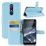 Litchi Texture Horizontal Flip Leather Case for Nokia 5.1, with Wallet & Holder & Card Slots (Blue)