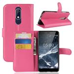 Litchi Texture Horizontal Flip Leather Case for Nokia 5.1, with Wallet & Holder & Card Slots (Rose Red)