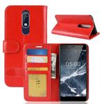 PU + TPU Crazy Horse Texture Horizontal Flip Leather Case for Nokia 5.1, with Wallet & Holder & Card Slots (Red)