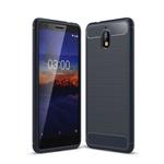 Brushed Texture Carbon Fiber Shockproof TPU Case for Nokia 3.1 (Navy Blue)