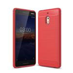 Brushed Texture Carbon Fiber Shockproof TPU Case for Nokia 2.1 (Red)