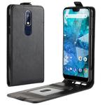 R64 Texture Single Fold Vertical Flip Leather Case for Nokia 7.1, with Card Slots & Wallet(Black)