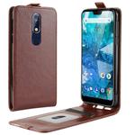 R64 Texture Single Fold Vertical Flip Leather Case for Nokia 7.1, with Card Slots & Wallet(Brown)