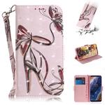 3D Colored Drawing Butterfly High-heeled Shoes Pattern Horizontal Flip Leather Case for Nokia 9, with Holder & Card Slots & Wallet