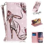 3D Colored Drawing Butterfly High-heeled Shoes Pattern Horizontal Flip Leather Case for Nokia 3.2, with Holder & Card Slots & Wallet