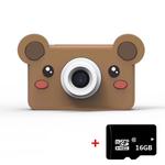 D9 8.0 Mega Pixel Lens Fashion Thin and Light Mini Digital Sport Camera with 2.0 inch Screen & Bear Shape Protective Case & 16G Memory for Children