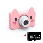 D9 8.0 Mega Pixel Lens Fashion Thin and Light Mini Digital Sport Camera with 2.0 inch Screen & Pig Shape Protective Case & 32G Memory for Children
