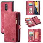 CaseMe-008 Detachable Multifunctional Horizontal Flip Leather Case for OnePlus 7, with Card Slot & Holder & Zipper Wallet & Photo Frame (Red)