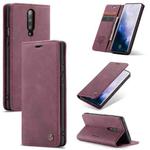 CaseMe-013 Multifunctional Retro Frosted Horizontal Flip Leather Case for OnePlus 7 Pro, with Card Slot & Holder & Zipper Wallet & Photo Frame(Wine Red)