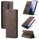CaseMe-013 Multifunctional Retro Frosted Horizontal Flip Leather Case for OnePlus 7 Pro, with Card Slot & Holder & Zipper Wallet & Photo Frame(Coffee)