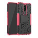 Shockproof  PC + TPU Tire Pattern Case for OPPO F11 Pro, with Holder (Pink)