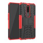 Shockproof  PC + TPU Tire Pattern Case for OPPO F11 Pro, with Holder (Red)