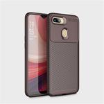 Carbon Fiber Texture Shockproof TPU Case for OPPO A7 (Brown)