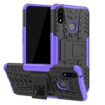 Shockproof  PC + TPU Tire Pattern Case for OPPO Realme 3 Pro, with Holder (Purple)