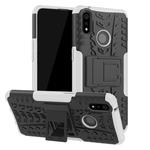 Shockproof  PC + TPU Tire Pattern Case for OPPO Realme 3 Pro, with Holder (White)