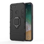 PC + TPU Shockproof Protective Case for OPPO F9, with Magnetic Ring Holder (Black)