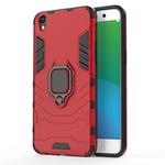 PC + TPU Shockproof Protective Case for OPPO R9 Plus, with Magnetic Ring Holder (Red)