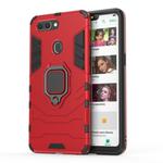 PC + TPU Shockproof Protective Case for OPPO R15, with Magnetic Ring Holder (Red)