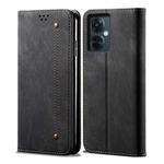 Denim Texture Flip Leather Phone Case For OnePlus Nord CE 3 Lite / OPPO K11X (Black)