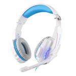 KOTION EACH G9000 USB 7.1 Surround Sound Version Game Gaming Headphone Computer Headset Earphone Headband with Microphone LED Light,Cable Length: About 2.2m(White + Blue)