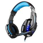 KOTION EACH G9000 3.5mm Game Gaming Headphone Headset Earphone Headband with Microphone LED Light for Laptop / Tablet / Mobile Phones,Cable Length: About 2.2m(Black Blue)