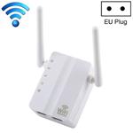 300Mbps Wireless-N Range Extender WiFi Repeater Signal Booster Network Router with 2 External Antenna, EU Plug(White)