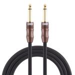 EMK 6.35mm Male to Male 3 Section Gold-plated Plug Cotton Braided Audio Cable for Guitar Amplifier Mixer, Length: 1.5m(Black)