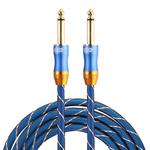 EMK 6.35mm Male to Male 3 Section Gold-plated Plug Grid Nylon Braided Audio Cable for Speaker Amplifier Mixer, Length: 1.5m(Blue)