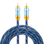 EMK 8mm RCA Male to 6mm RCA Male Gold-plated Plug Grid Nylon Braided Audio Coaxial Cable for Speaker Amplifier Mixer, Length: 2m(Blue)
