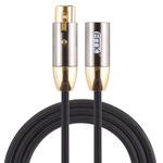EMK XLR Male to Female Gold-plated Plug Cotton Braided Cannon Audio Cable for XLR Jack Devices, Length: 1m(Black)