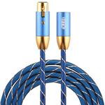 EMK XLR Male to Female Gold-plated Plug Grid Nylon Braided Cannon Audio Cable for XLR Jack Devices, Length: 2m(Blue)