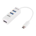 2 in 1 USB-C / Type-C 3.1 to USB 2.0 COMBO 3 Ports HUB + TF Card Reader(White)