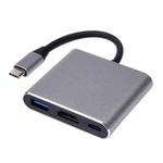 V125 UCB-C / Type-C Male to PD +  HDMI + USB 3.0 Female 3 in 1 Converter(Grey)